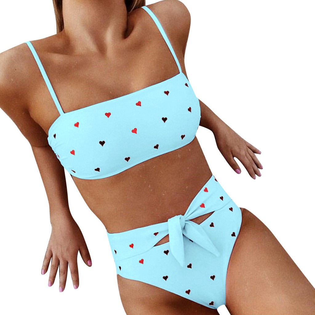 ❦woharyday❦Sexy Women Love Printed Bow Knot Bikini Push-Up Padded Swimwear Swimsuit Set | BigBuy360 - bigbuy360.vn