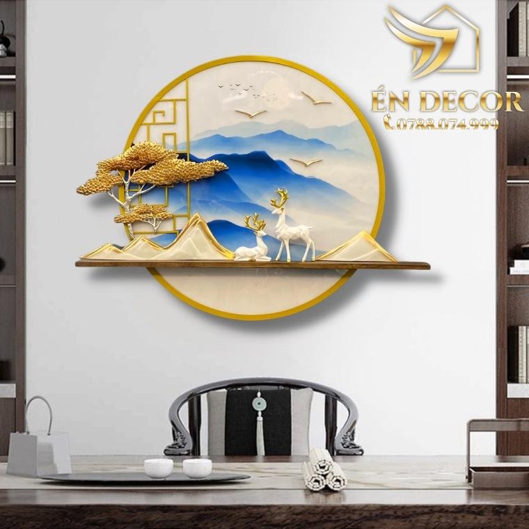 Tranh Phong Cảnh Treo Tường Đôi Hươu Nghệ Thuật, Tranh Sắt, Tranh Treo Tường Én Decor