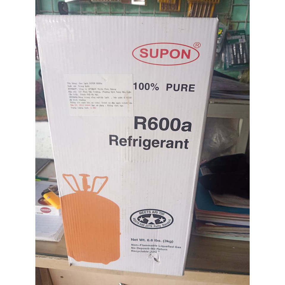 Gas lạnh tủ lạnh R600A 3KG SUPON, môi chất lạnh R600A