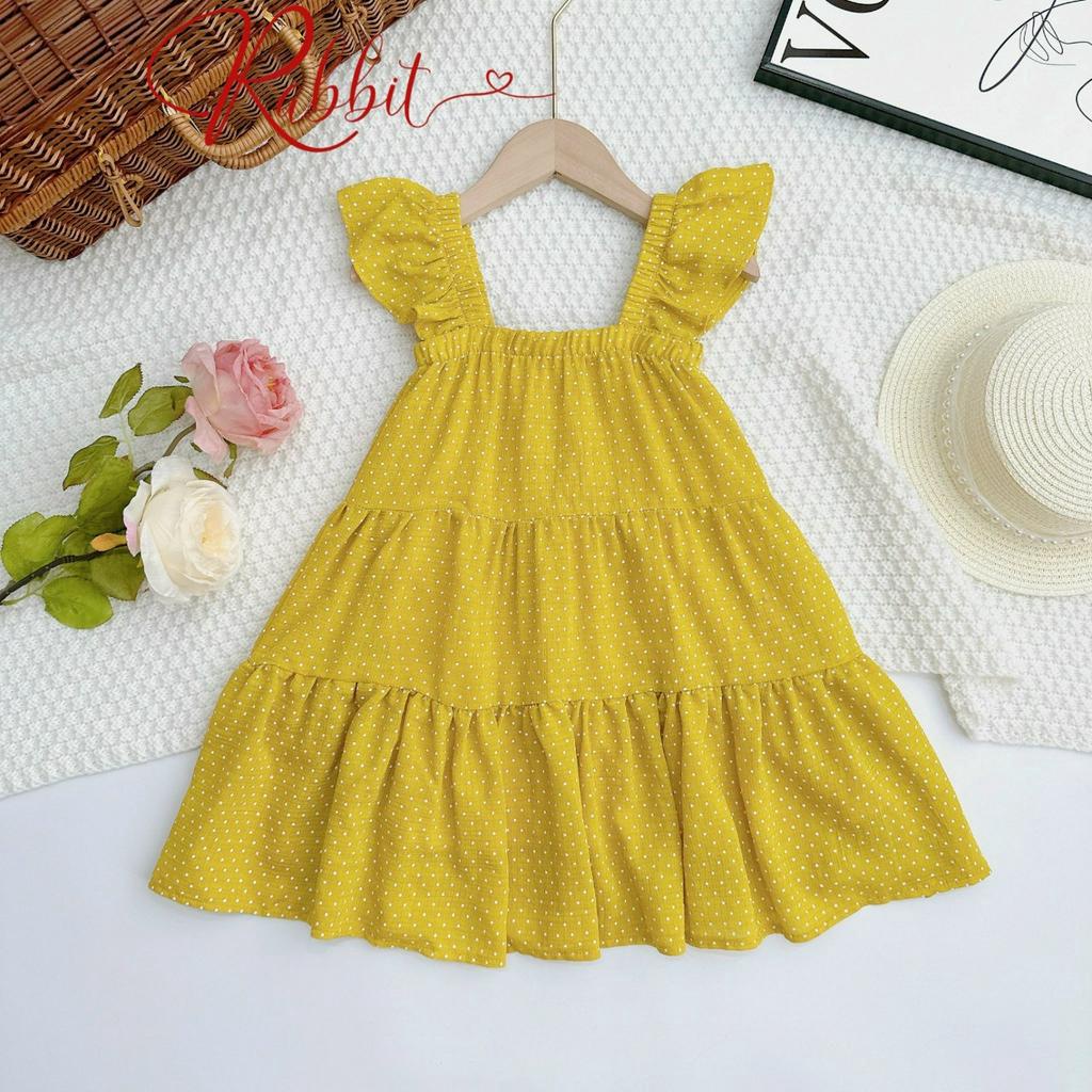 Đầm chấm bi lụa mềm mịn cho bé gái