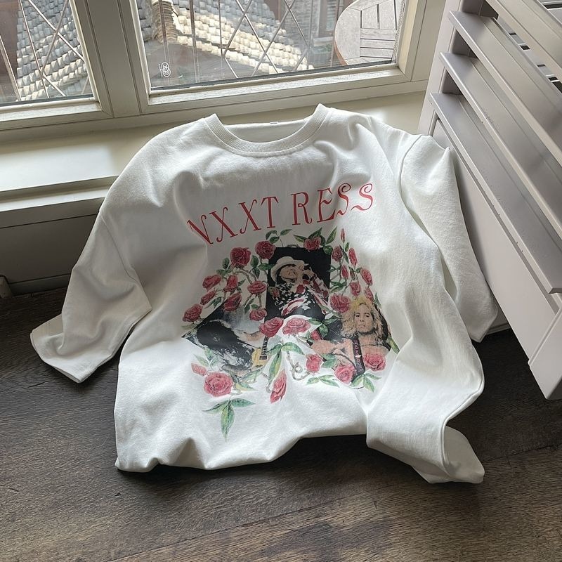 Áo thun ZHELIHANGFEI ngắn tay dáng rộng in họa tiết cá tính xinh xắn dành cho cặp đôi