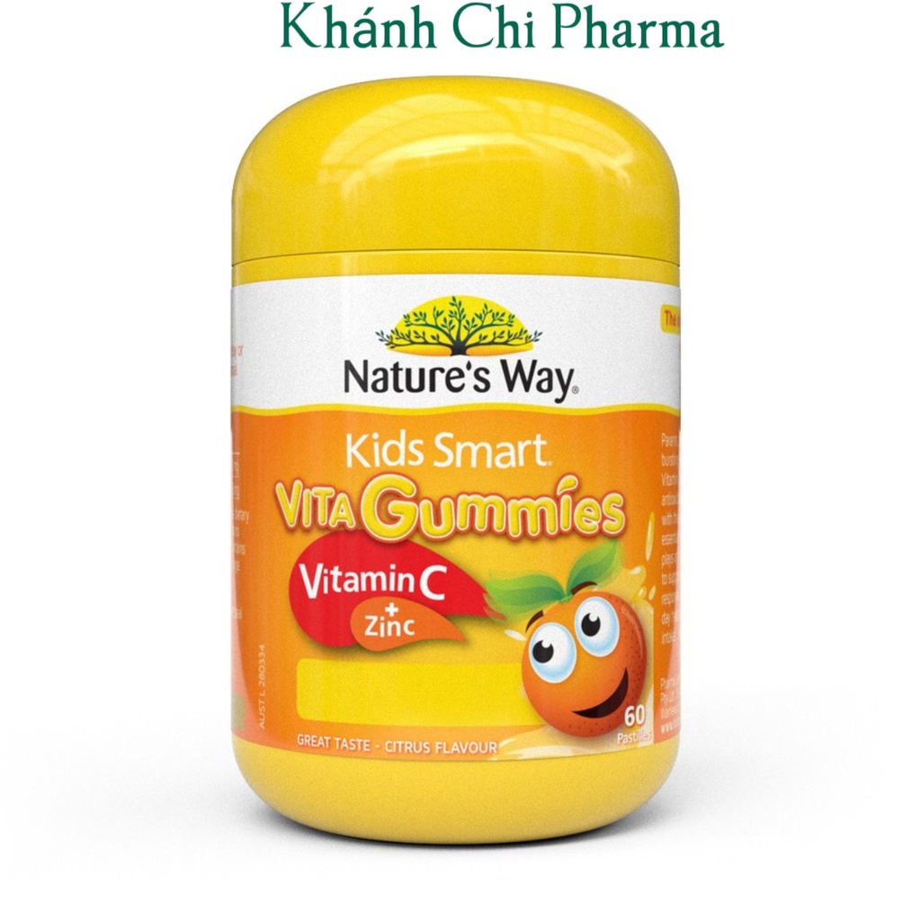 Kẹo dẻo Nature's Way Kids Smart VITA Gummies Vitamin C + Zinc 60 viên (Úc)- Bổ Sung Vitamin C Và Kẽm Cho Bé
