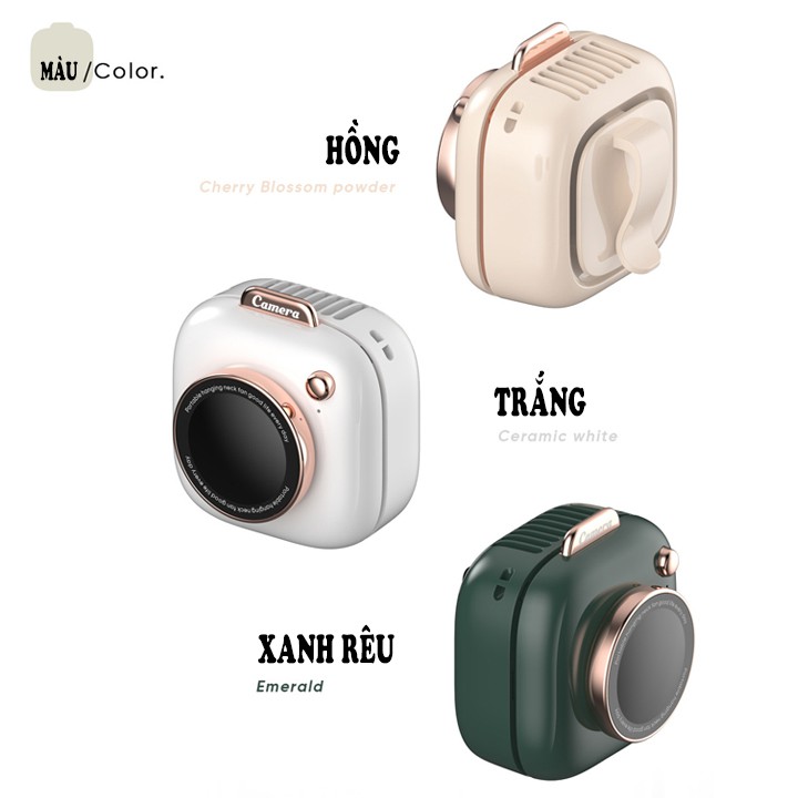 Quạt đeo cổ mini thời trang phong cách retro camera