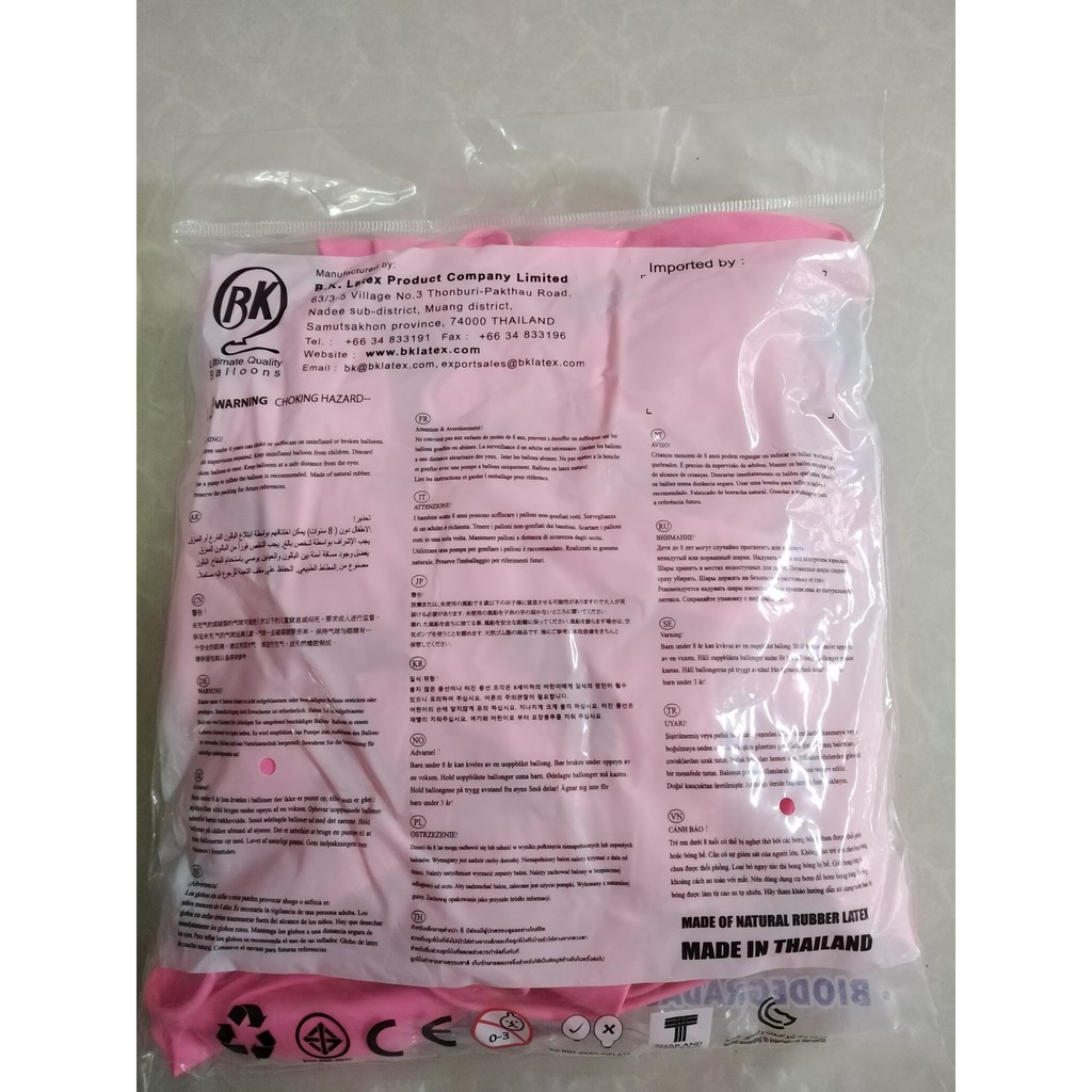 Bịch 50 bong bóng tròn Thái Lan loại lớn 10 inch