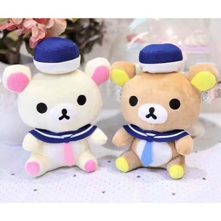 Gấu bông Rilakkuma mặc áo lính thuỷ xanh đậm kẻ trắng G2B73 gấu bông dễ thương 20 cm