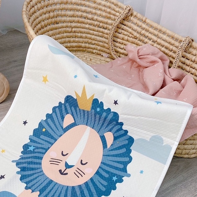 Lót chống thấm bảo vệ đệm sợi Cotton 4D có in hình ngộ nghĩnh cho bé &quot;Tấm lót chống nóng cho bé''