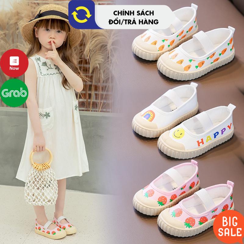 [Có sẵn] Giày vải Canvas cho bé gái in hoạt hình kiểu Hàn Quốc xinh xắn cho bé gái