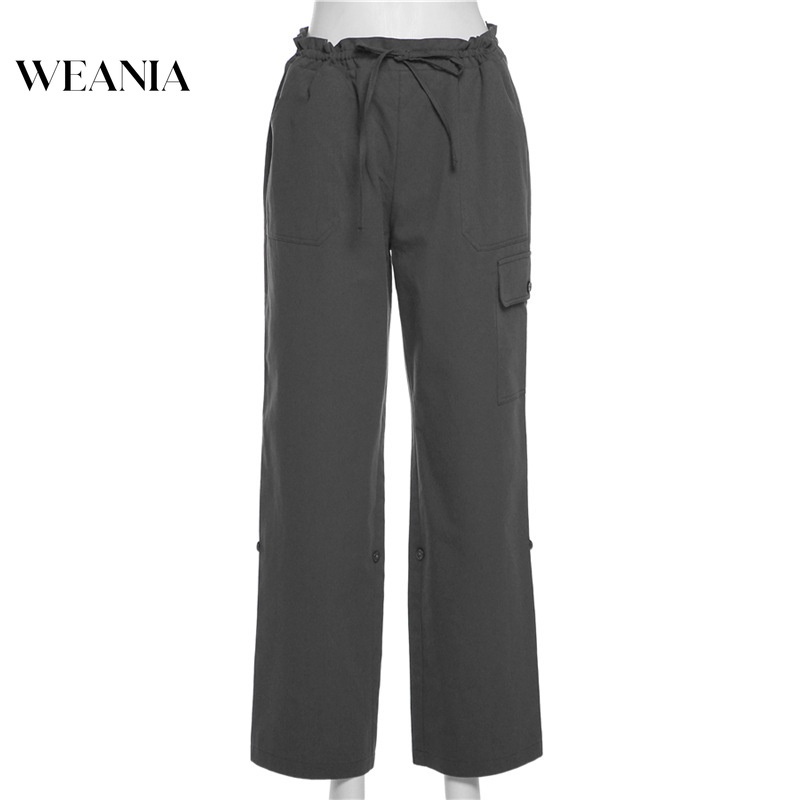 Quần Dài Lưng Cao Dáng Rộng Thời Trang Đường Phố Cá Tính Cho Nữ