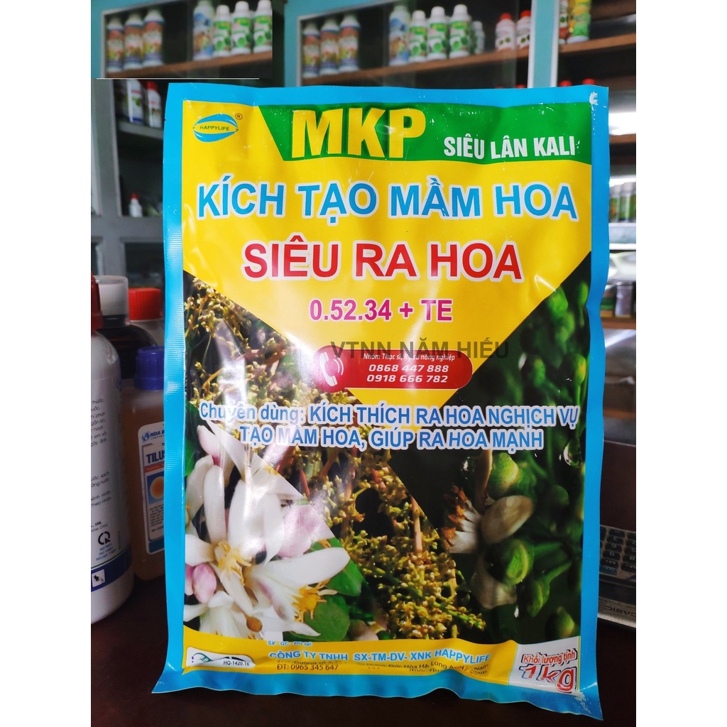 Phân Bón MKP 0 - 52 - 34 1KG SIÊU LÂN KALI , Giúp Lá Mau Già, Thúc Đẩy Phân Hóa Mầm Hoa