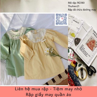 RẬP GIẤY ( Bản vẽ) _RG180_rập váy dài tay cổ yếm bé gái