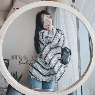 Áo len kẻ dáng rộng hot hit
