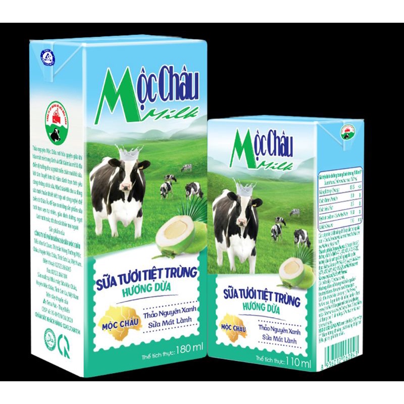 Sữa tươi 100% Mộc Châu dừa 180ml ( hộp 48h )