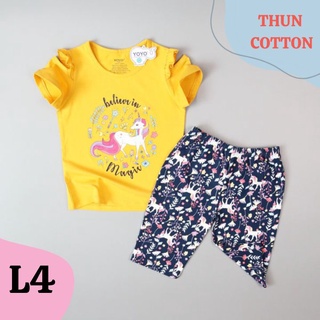 Đồ bộ bé gái yoyo hình cáo dễ thương từ 10-25kg. Chất thun cotton 4 chiều, giặt không vỡ hình- Tomchuakids.