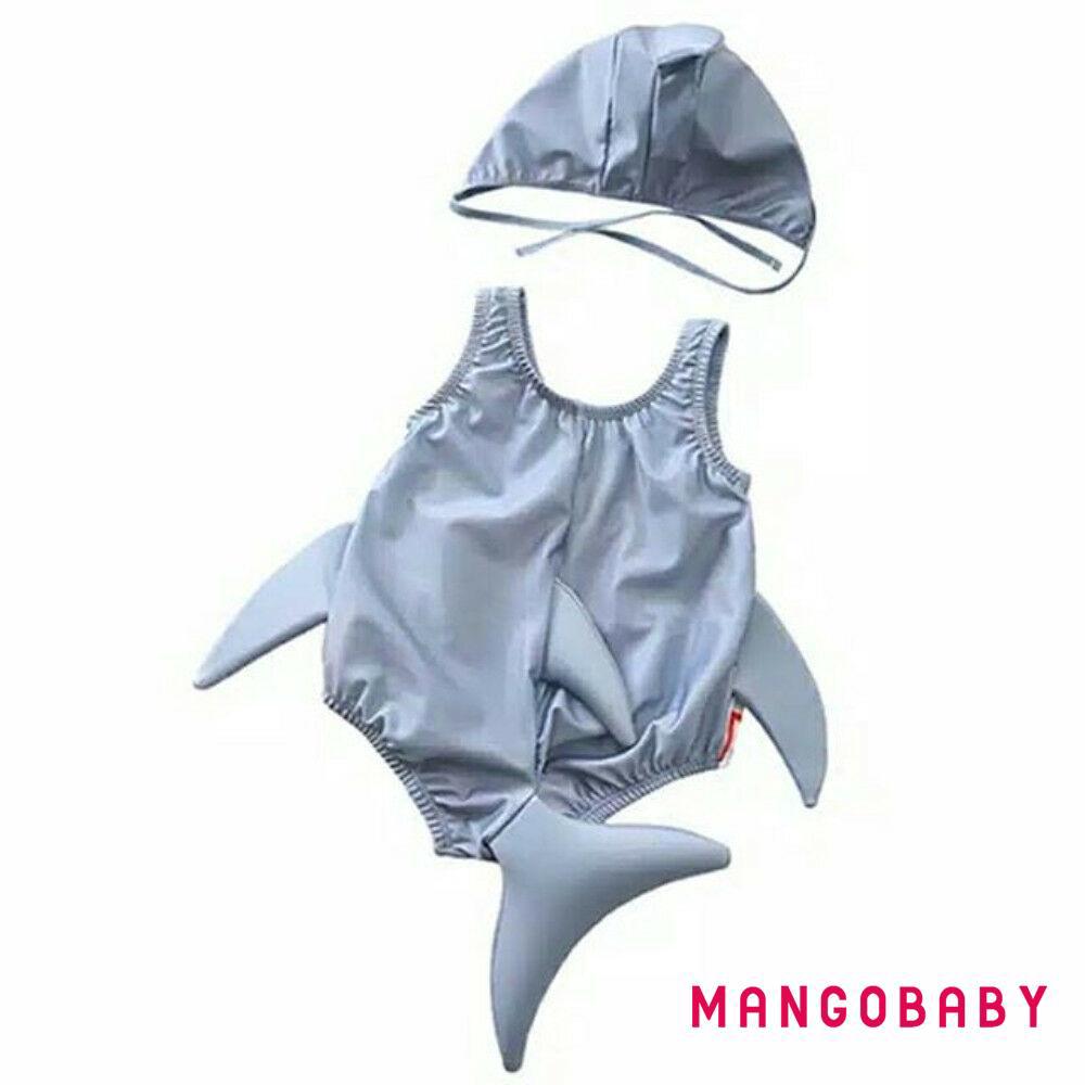 ☞Mg-2pcs Tập Đi Bé Gái Bé Trai Đồ Bơi Cá Mập Trang Phục Đồ Bơi Bikini Bộ Đồ Đi Biển