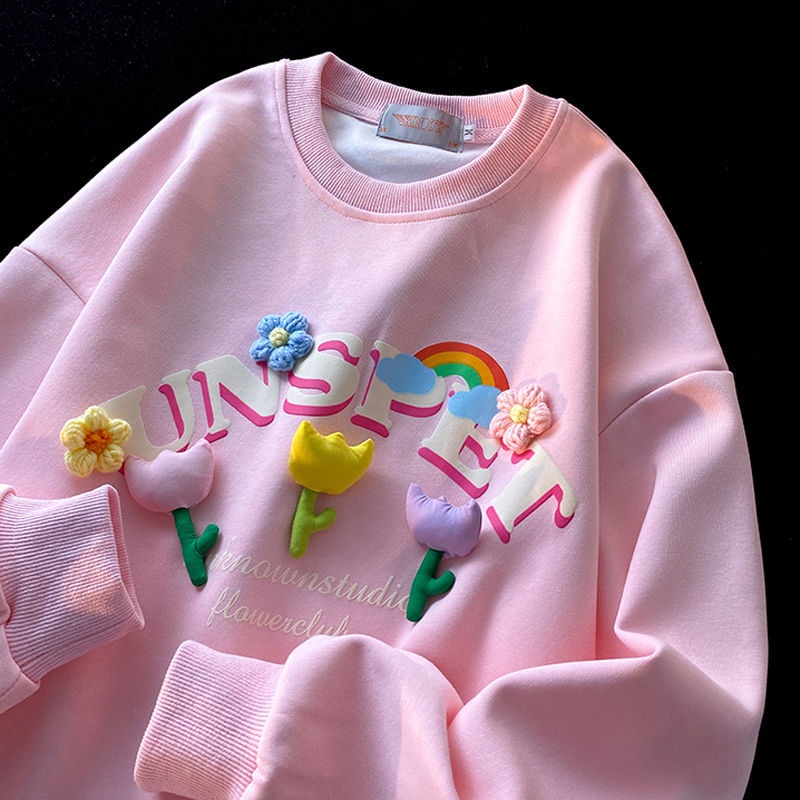 Áo sweater Mỏng Cổ Tròn In Họa Tiết Dễ Thương Thời Trang Mùa Thu Cho Nữ