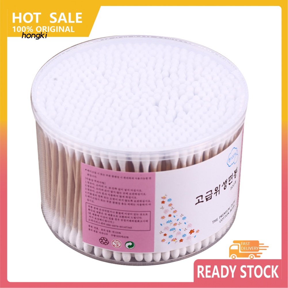 Hộp 500 Tăm Bông Cotton Hai Đầu Dùng Một Lần Tiện Lợi