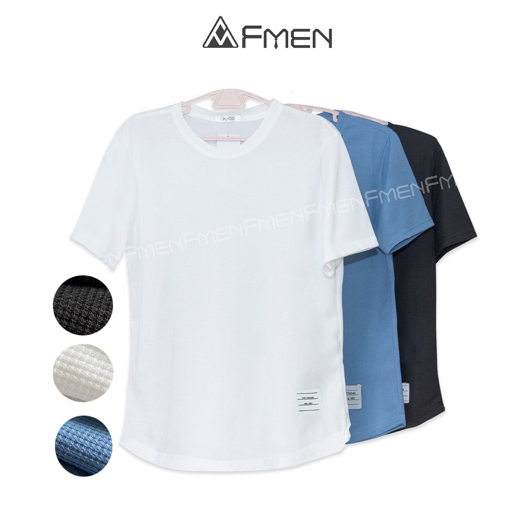 Áo thun nam tổ ong, áo phông nam FMEN cổ tròn cao cấp, cotton tổ ong thoáng mát mẫu hot 2022
