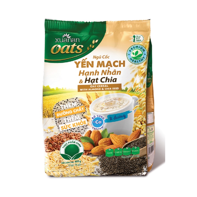 Ngũ cốc yến mạch hạnh nhân hạt chia Xuân An ít đường 400g