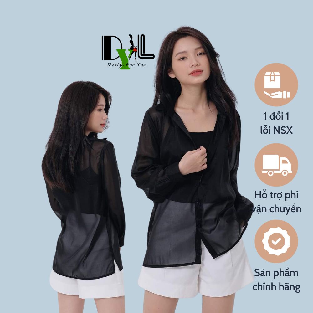 Áo sơ mi voan mỏng tay phồng, Sơ Mi Kiểu Tay Dài Hàn Quốc