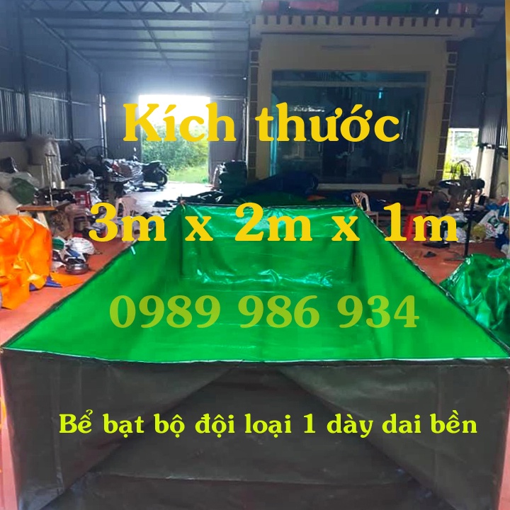 Bể bạt nuôi ốc lươn kích thước  dài 3m rộng 2m cao 1m loại bạt bộ đội
