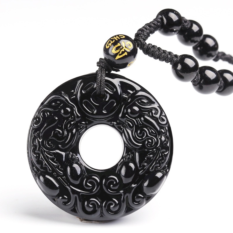 Mặt Vòng cổ Đá Obsidian Tự Nhiên 2022 Thời Trang Cho Nam Và Nữ