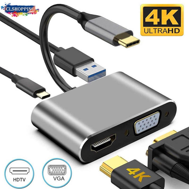 Đầu chuyển đổi Type-C sang HDMI độ phân giải 4K VGA USB C 3.0