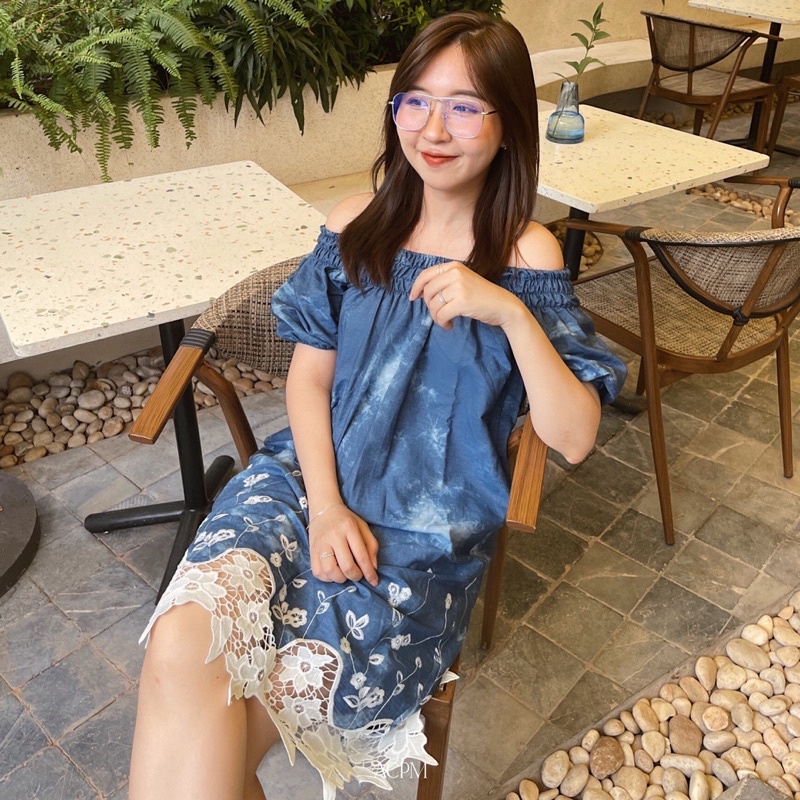 Lilie dress / Váy tay phồng phối ren