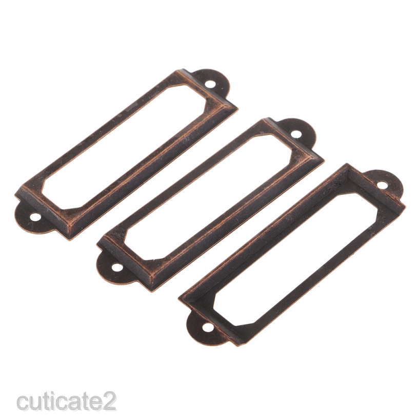 [CUTICATE2] 20 Sets Drawer Card Holder Tags Holder Label Frame Double Fixing Hole Metal