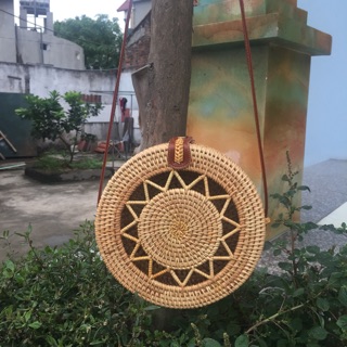 Túi mây tre đan hoa văn / túi cói đi biển