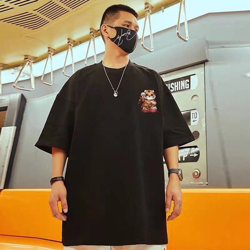 Áo Thun Tay Ngắn Dáng Rộng In Họa Tiết Hoạt Hình Phong Cách Hip Hop Thời Trang Mùa Hè Cho Nam Size M-8XL
