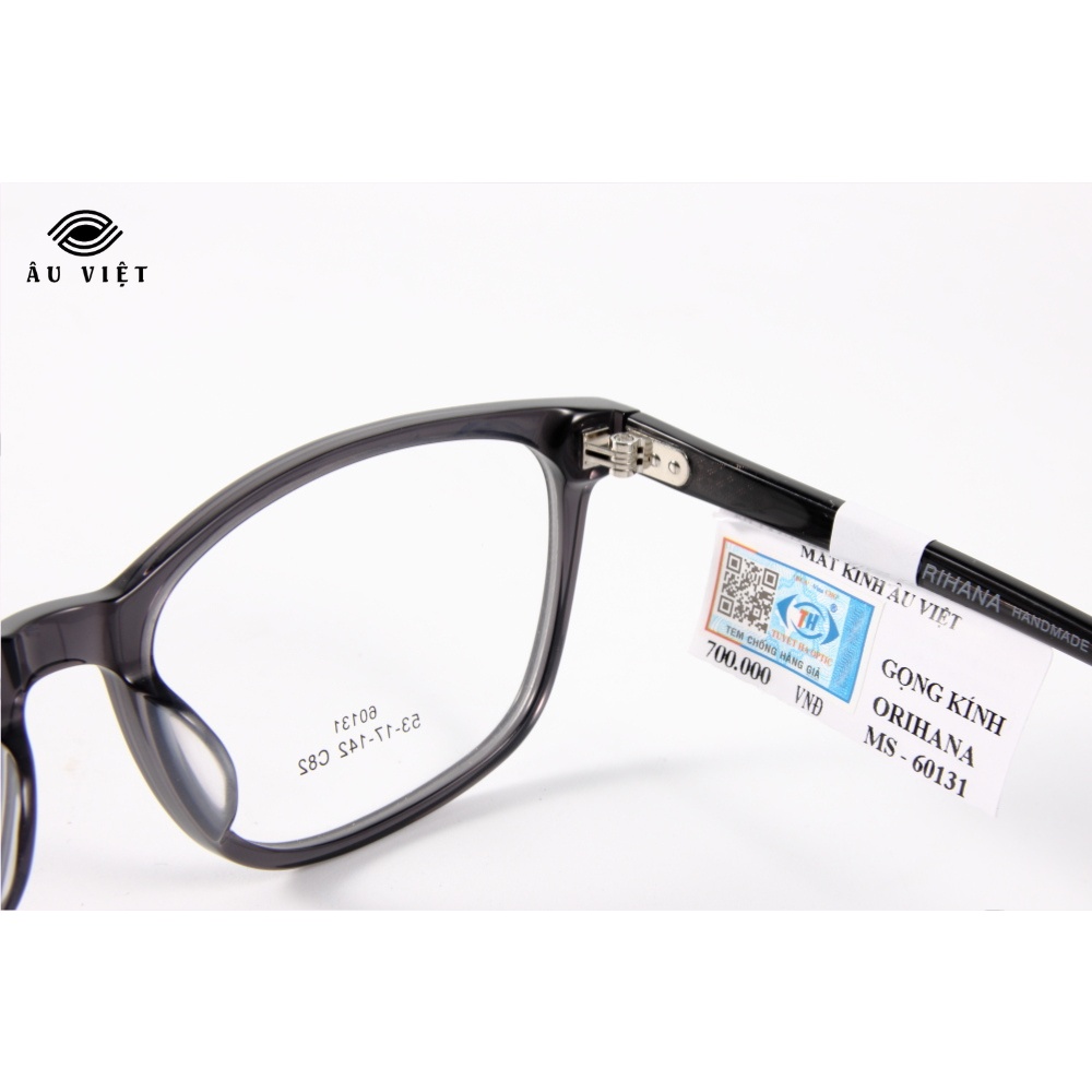 Gọng kính nam nữ nhựa acetate dáng chữ nhật vuông Orihana 60131 màu xám đen Full box