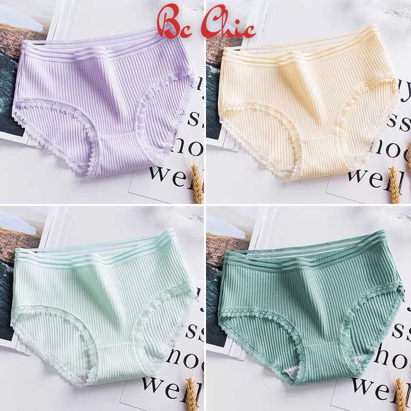 Quần Lót Nữ Cotton gân tâm cạp lưới phối viền ren điệu đà quyến rũ mã Q 130 BC_CHIC LINGERIE