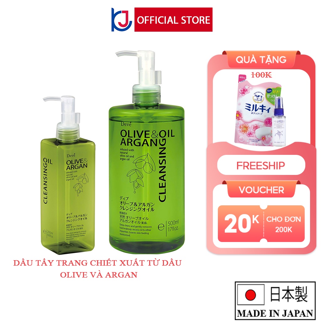 Dầu Tẩy Trang Chiết Xuất Dầu Olive & Argan Deve Clean sing Oil 500ml & 200ml