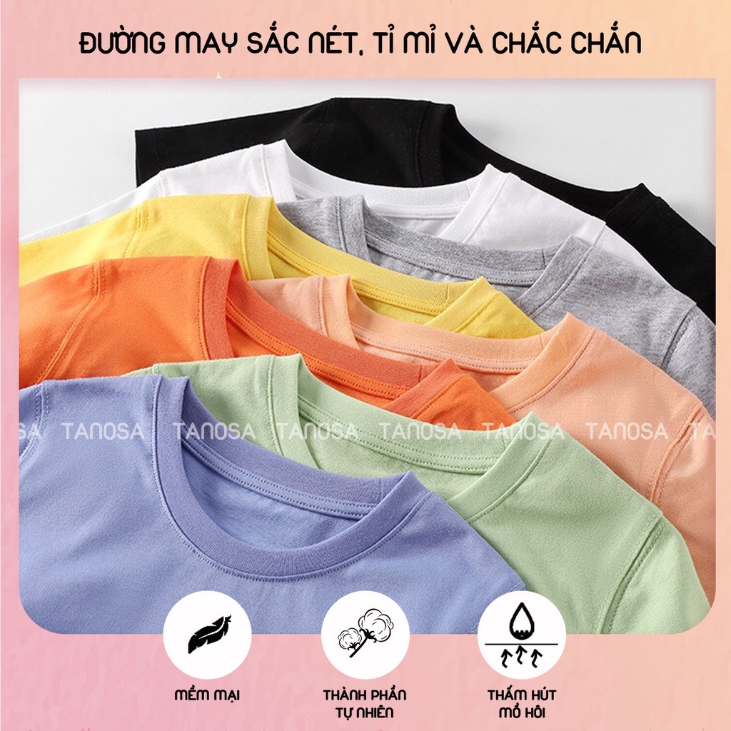 Áo phông cộc tay cho bé trai bé gái TANOSA thun trơn chất coton 10-25kg