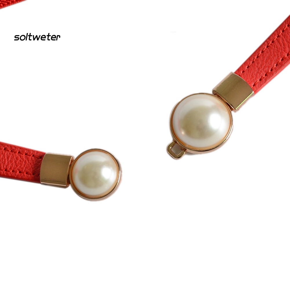 Thắt lưng thời trang nữ co giãn đính ngọc trai giả