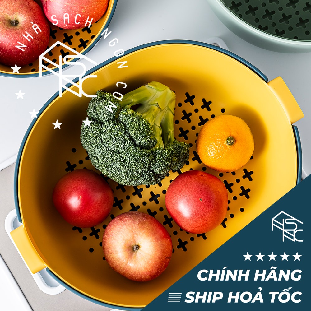 Rổ nhựa hai lớp đựng trái cây rau củ SY1727 (Màu ngẫu nhiên)