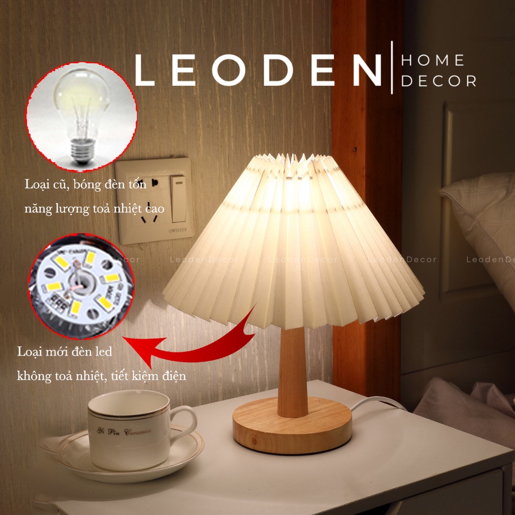 Đèn ngủ để bàn decor phòng ngủ điều khiển từ xa hình nấm, đèn ngủ thông minh ánh sáng 3 màu  đẹp  - LEODEN Decor