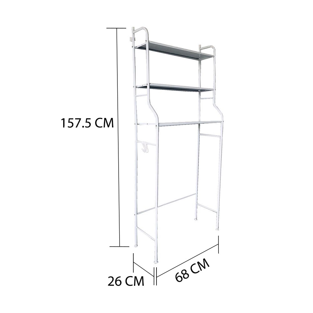 HomeBase ME LIVING Kệ để đồ bằng thép 3 tầng đặt trên máy giặt W70xH28xD157cm