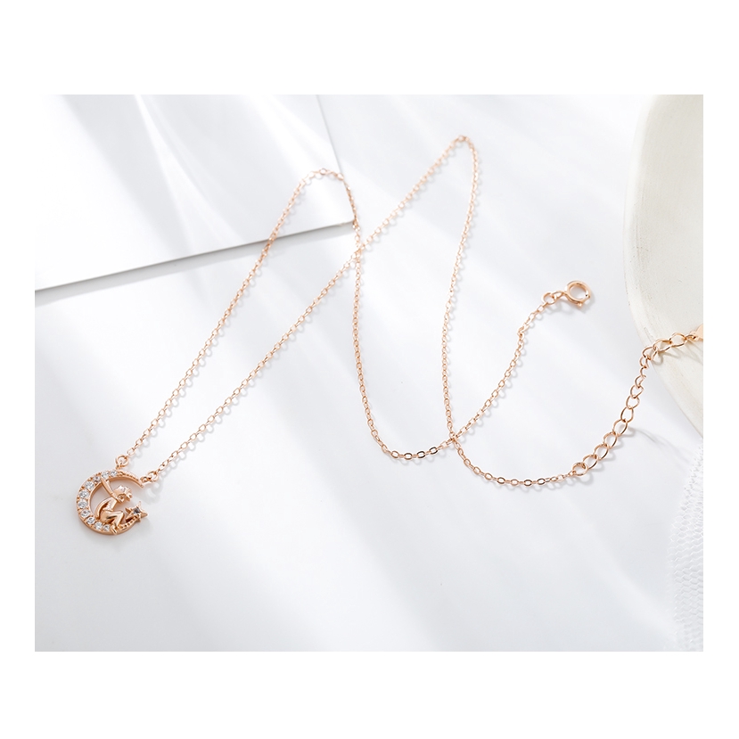 Silver 925 Beautiful Small Moon Necklace For Women