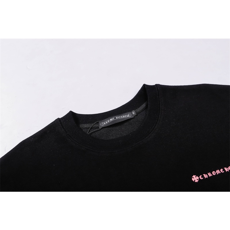 Áo sweater CHROME HEARTS cổ tròn dài tay họa tiết hoa anh đào thời trang cho nam nữ