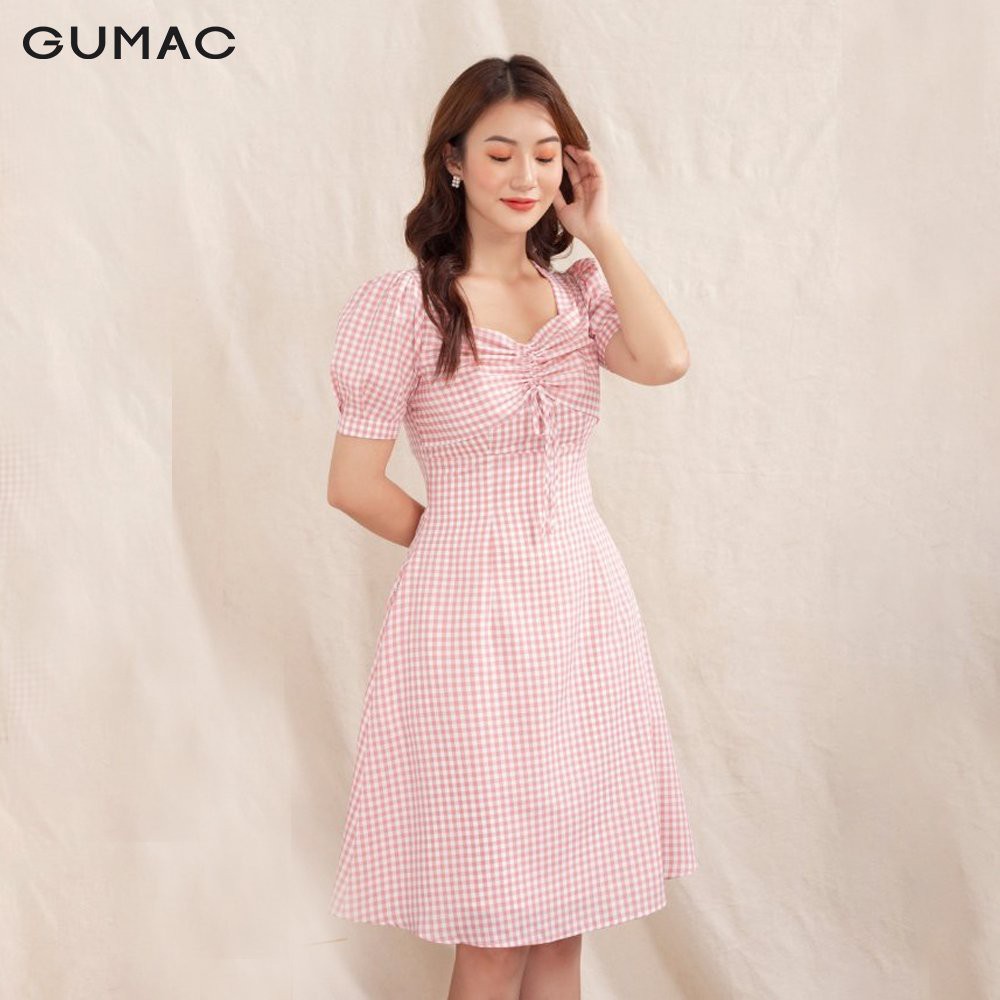 Đầm caro rút ngực GUMAC DA1002 | BigBuy360 - bigbuy360.vn
