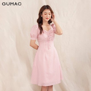 Đầm nữ caro rút ngực GUMAC DA1002
