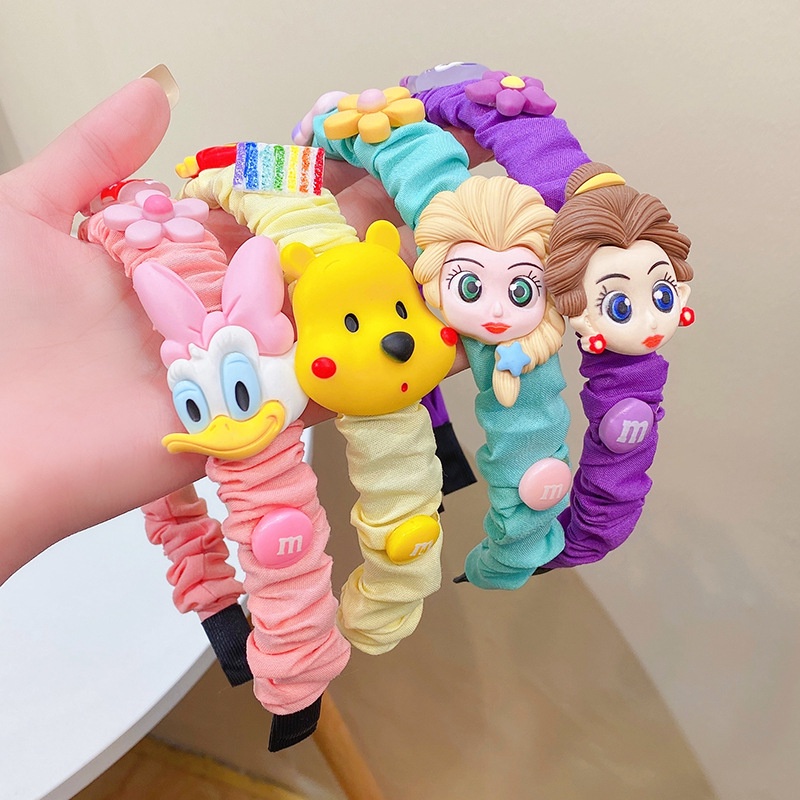 Băng Đô Cài Tóc Hình Công Chúa Elsa / Bạch Tuyết / Vịt Donald Hoạt Hình Disney Dễ Thương Cho Bé Gái
