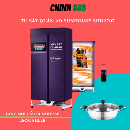 TỦ SẤY QUẦN ÁO SUNHOUSE SHD2707 + TẶNG NỒI LẨU SUNHOUSE 26CM