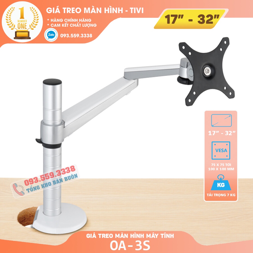 Giá Treo Màn Hình Máy Tính OA 3S 17 - 27 - 29 - 32 inch / Tay Treo Màn Hình Gắn Bàn Hợp Kim Nhôm [ Cao Cấp Hơn NB F80 ]