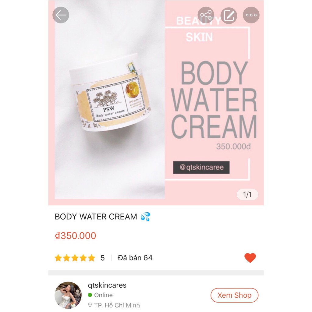 Body Water Cream qtskincare