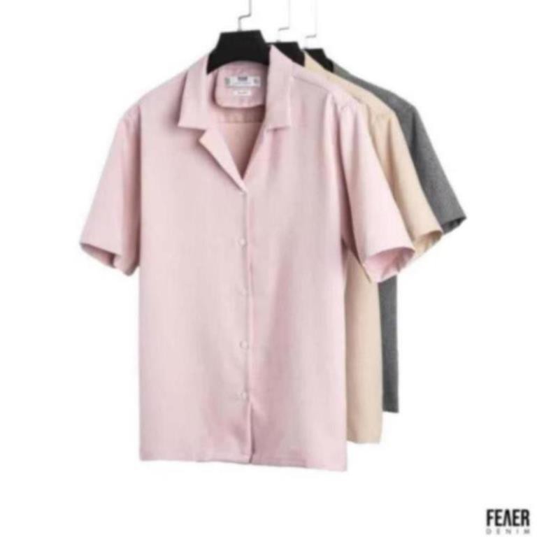 Áo Sơ Mi Bismas tay ngắn nam FEAER form suông, Chất Linen muối tiêu