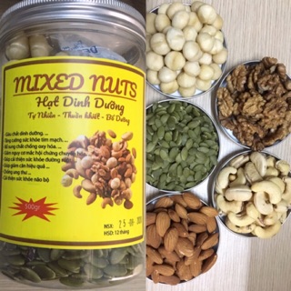 Hộp mix hạt dinh dưỡng 3 loại hạt macca hạt điều hạnh nhân 500gr
