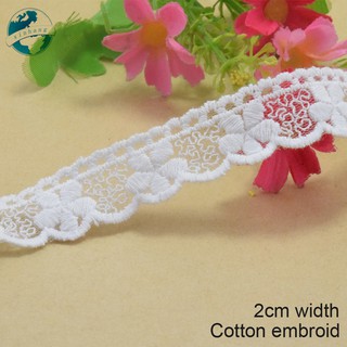 2cm rộng cotton thêu ren cạnh ren vải guipure diy trims mini váy ren ruy băng may mặc Phụ kiện 2985