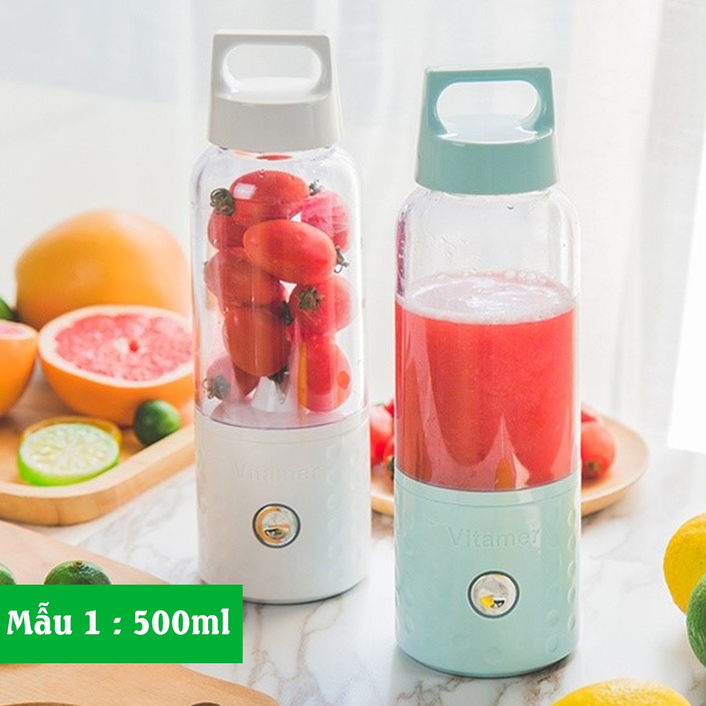 Máy Xay Sinh Tố Mini Cầm Tay VITAMER Dung Tích 500ml - Máy Sinh Tố Mini Sạc Điện Có Thể Xay Đá Siêu Tiện Dụng